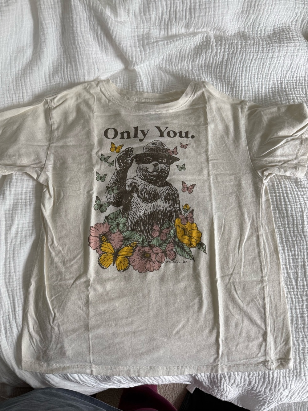 Only You Bear Graphic Kids T-Shirt in Cream
